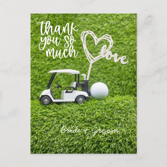 Postale Carte de remerciements de golf pour mariage golfeu (Devant)