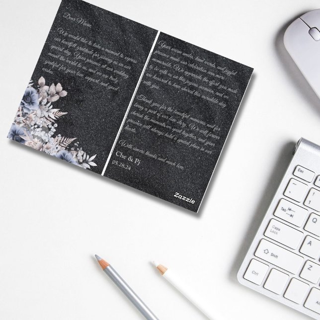 Postale Carte de remerciements de mariage d'hiver noir (Créateur téléchargé)