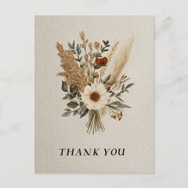 Postale Carte de remerciements de papier texturé Fleur sau (Devant)