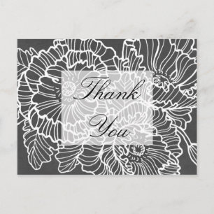 Postale Carte de remerciements de pavot à fleurs dessinées