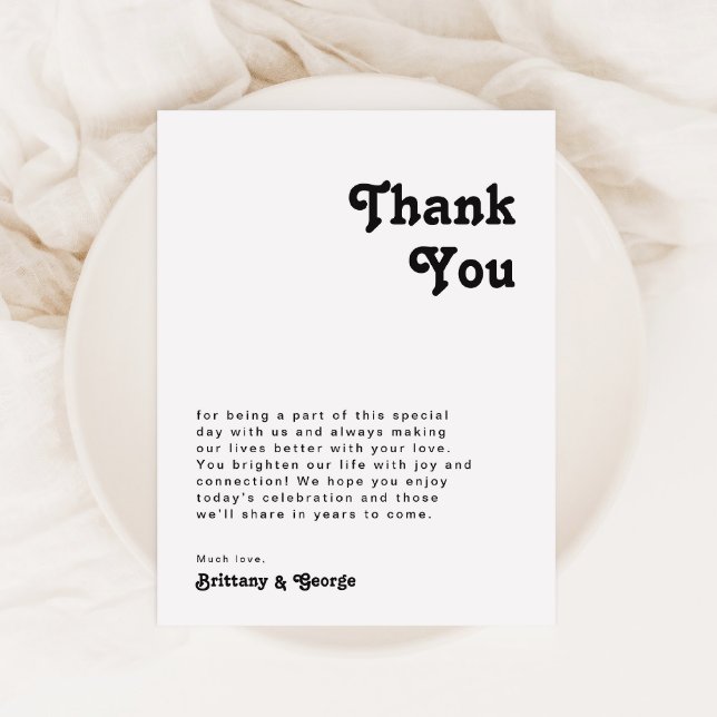 Postale Carte de remerciements de table de lettres rétro m (Créateur téléchargé)