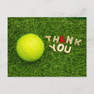 Postale Carte de remerciements de tennis avec balle de ten
