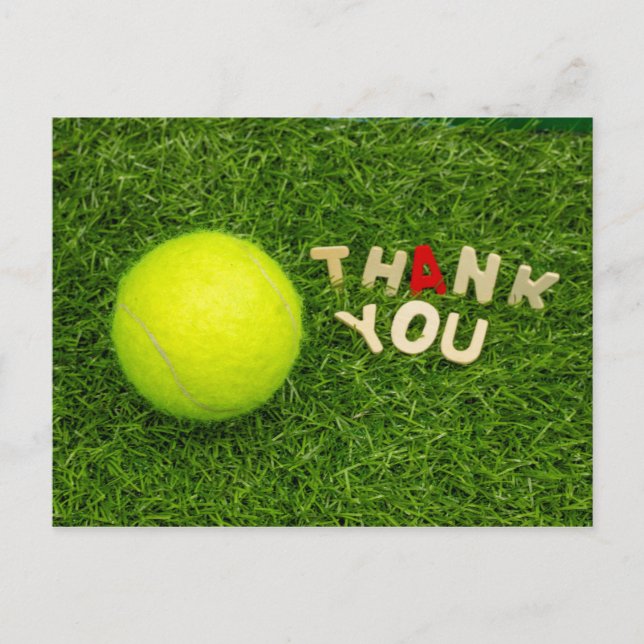 Postale Carte de remerciements de tennis avec balle de ten (Devant)