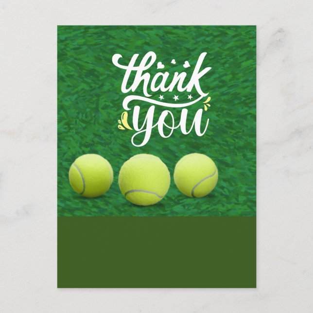 Postale Carte de remerciements de tennis avec balle pour j (Devant)