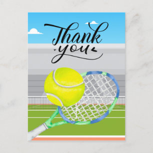 Postale Carte de remerciements de tennis avec balle sur le