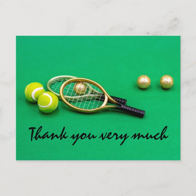 Postale Carte de remerciements de tennis avec raquette à b (Devant)