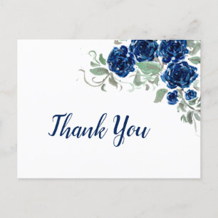 Postale Carte de remerciements Edge Rose bleu aquarelle