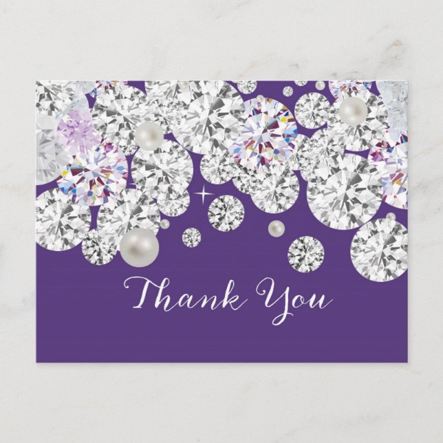 Postale Carte de remerciements élégant en diamant (Devant)
