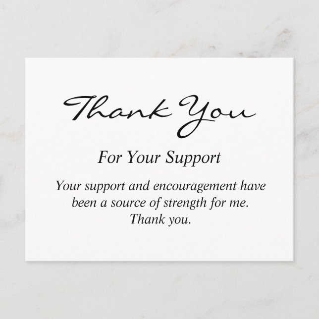 Postale Carte de remerciements élégante pour le support (Devant)