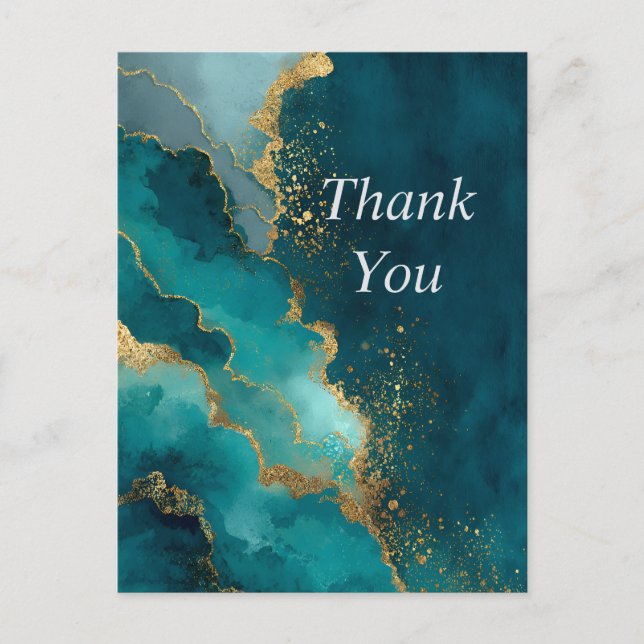 Postale Carte de remerciements en marbre vert, Turquoise e (Devant)