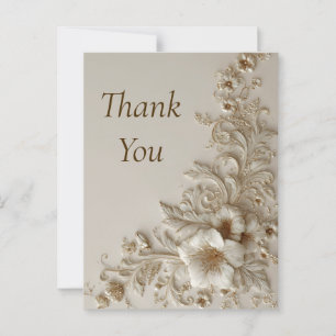Postale Carte de remerciements floral beige et ivoire