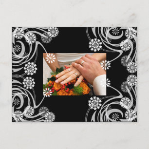 Postale Carte de remerciements floral noir et gris