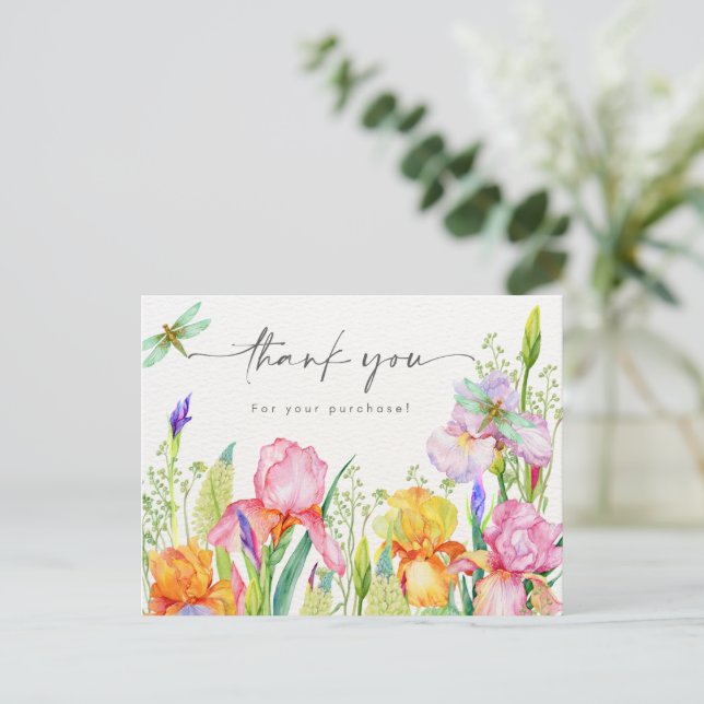 Postale Carte de Remerciements Florale Élégante (Debout devant)