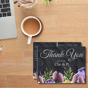 Postale Carte de remerciements florale minimaliste violet