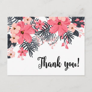 Postale Carte de remerciements hibiscus palm tropical feui