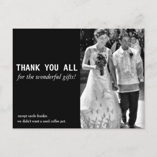 Postale Carte de remerciements Mariage bon marché et drôle