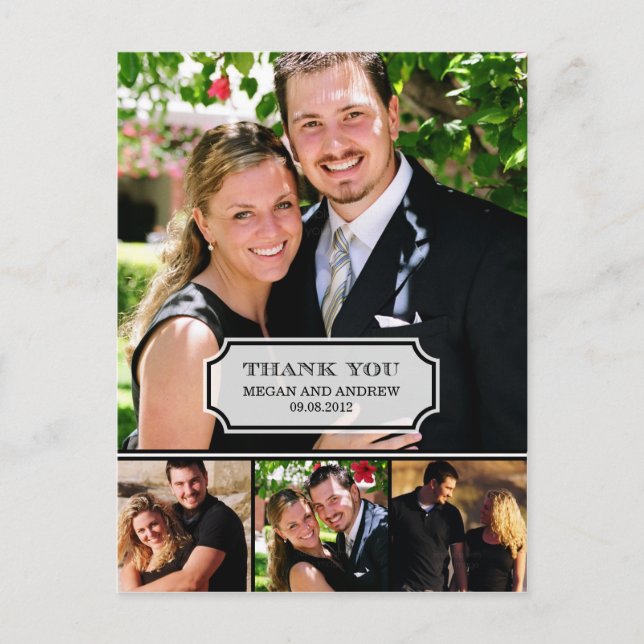 Postale Carte de remerciements Mariage élégant (Devant)
