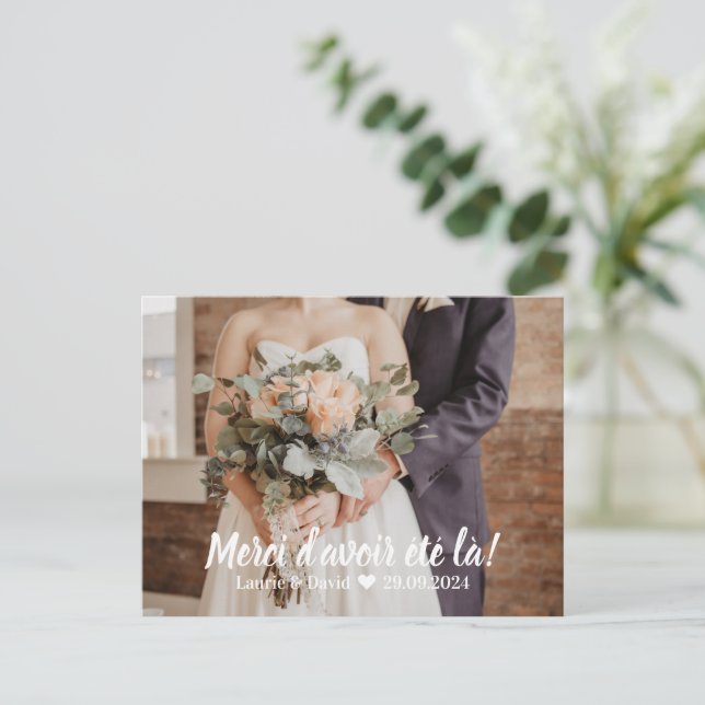 Postale Carte De Remerciements Mariage - Photo et Merci  (Debout devant)