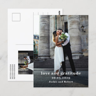 Postale Carte de remerciements Mariage photo moderne minim