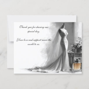 Postale Carte de remerciements Mariage romantique - Robe d