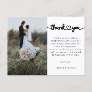Postale Carte de remerciements mariage, Script moderne