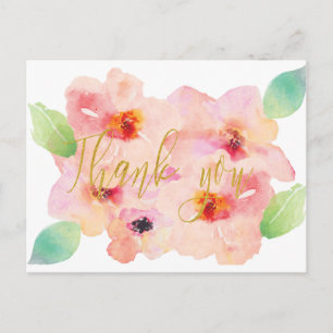 Postale carte de remerciements or aquarelle