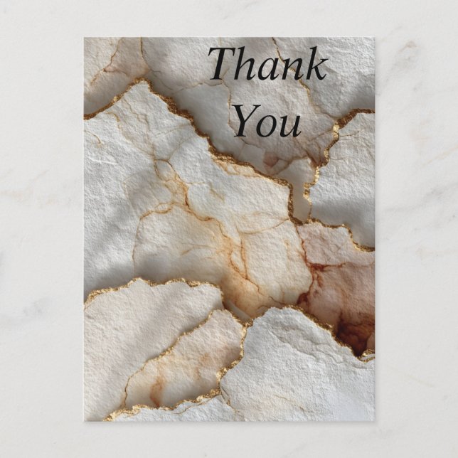 Postale Carte de remerciements papier Marbre blanc déchiré (Devant)