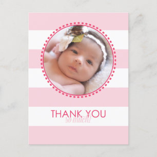 Postale Carte de remerciements photo bébé fille - 4,25 x 5