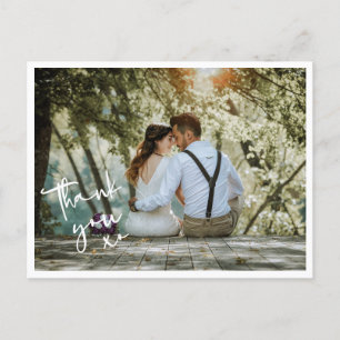 Postale Carte de remerciements photo Mariage XO minimalist