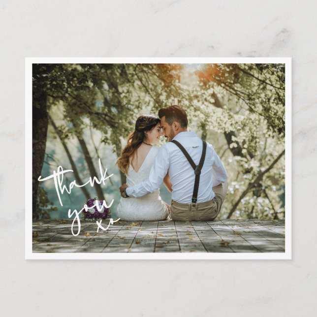 Postale Carte de remerciements photo Mariage XO minimalist (Devant)