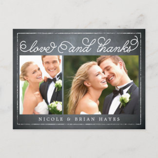 Postale Carte de remerciements rustique du Mariage frontal