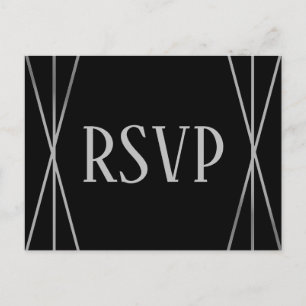Postale Carte de réponse de design noir et gris mi-mod