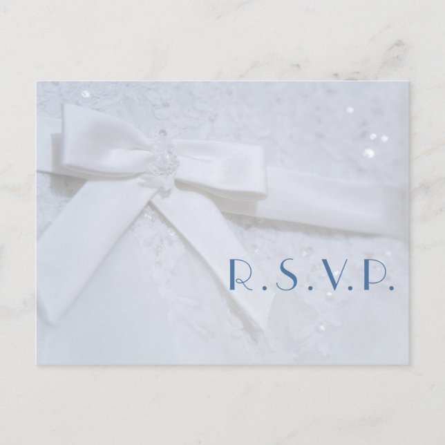 Postale Carte de réponse de mariage à typographie bleue av (Devant)