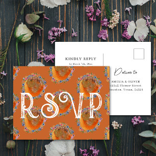 Postale Carte de réponse de mariage aux fleurs sauvages aq