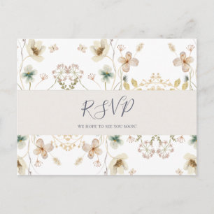 Postale Carte de réponse de mariage blanc   Fleur sauvage 