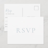 Carte de réponse de mariage bleu clair minimaliste