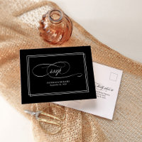 Carte de réponse de mariage chic minimaliste noir