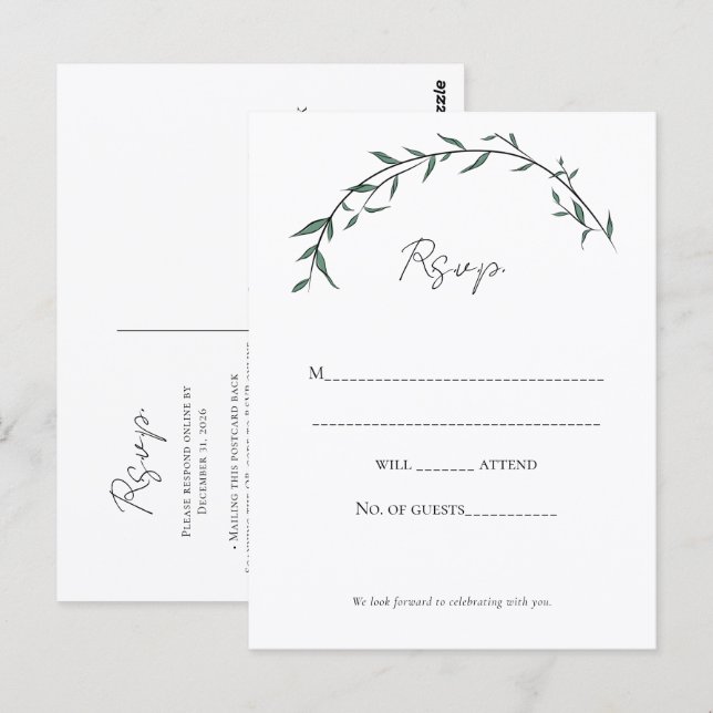 Postale Carte de réponse de mariage élégante à l'arche de  (Devant / Derrière)