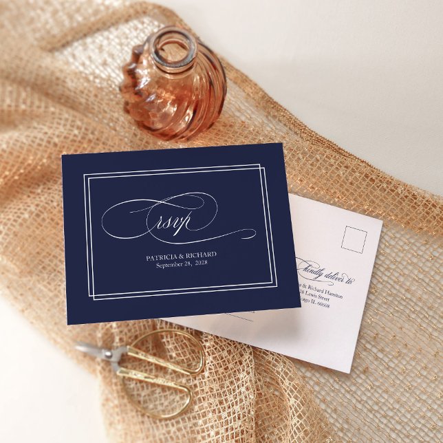 Postale Carte de réponse de mariage élégante et simple ble (Créateur téléchargé)