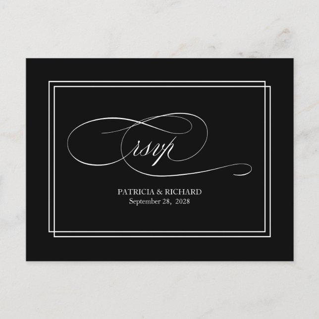 Postale Carte de réponse de mariage élégante simple écritu (Devant)