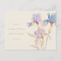 Carte de réponse de mariage floral Iris élégant