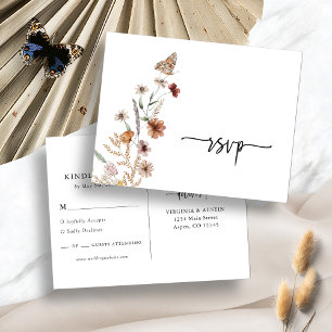 Postale Carte de réponse de mariage florale blanche