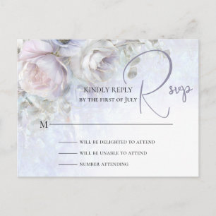Postale CARTE DE RÉPONSE DE MARIAGE   Pivoines pastel