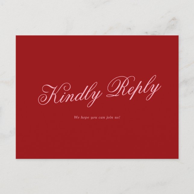 Postale Carte de réponse de mariage romantique minimal ros (Devant)