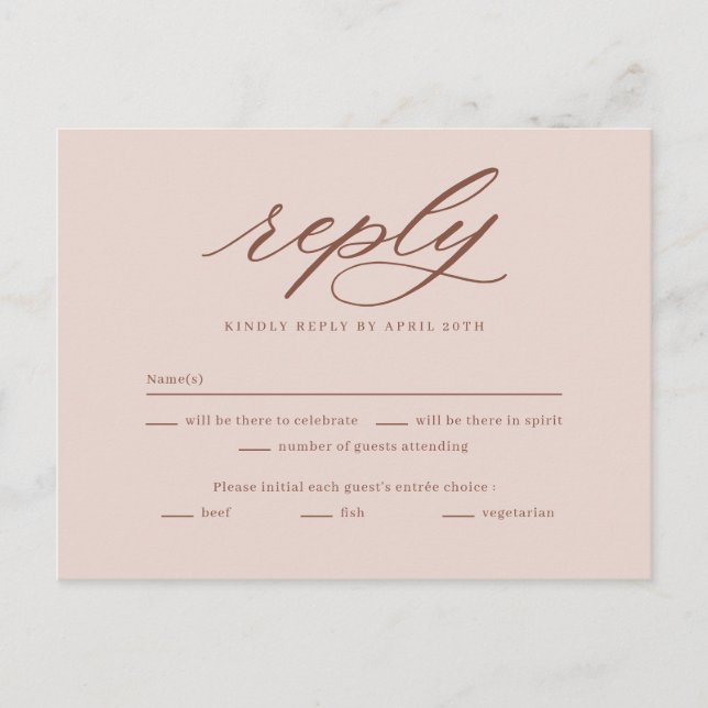Postale Carte de réponse de RSVP de mariage enfin (Devant)