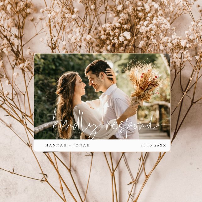Postale Carte de réponse du Mariage de calligraphie élégan (Créateur téléchargé)