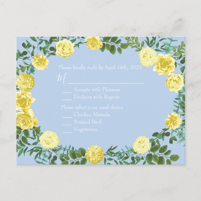 Postale Carte de réponse du Mariage de Rose bleu pâle clai (Devant)
