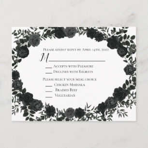 Postale Carte de réponse du Mariage gothique Rose blanc et