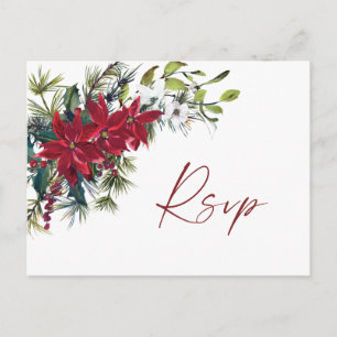 Postale Carte de réponse élégante pour un mariage de Noël 