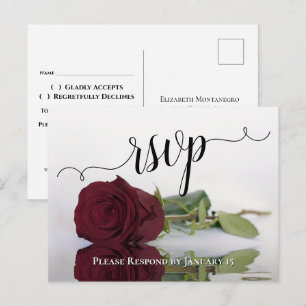 Postale Carte de réponse élégante reflétant la rose de Bou